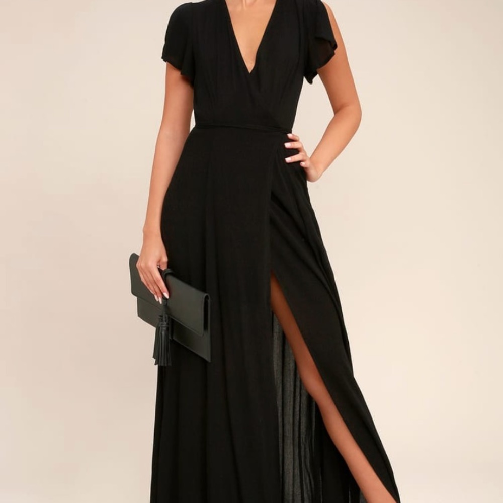 Black maxi wrap dress